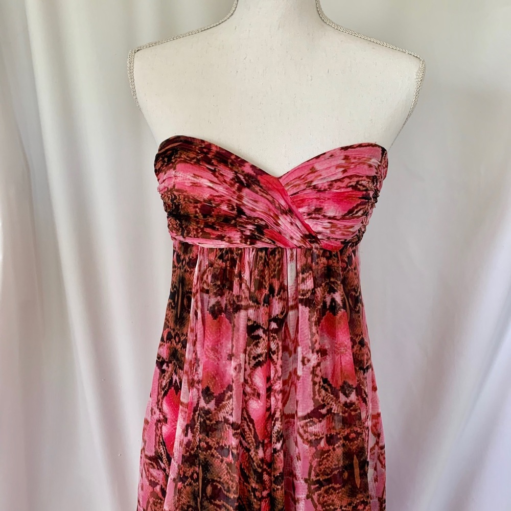 Laundry by Shelli Segal Pink & Black Chiffon Gown - Picture 3 of 6